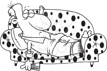 Royalty Free Clipart Image of a Man on the Couch