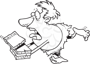 Royalty Free Clipart Image of a Caveman Courier