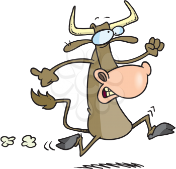 Royalty Free Clipart Image of a Bull on the Run