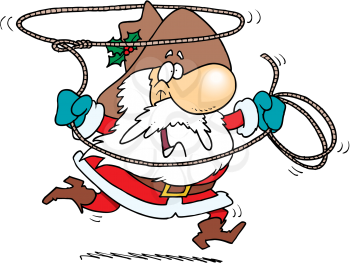 Royalty Free Clipart Image of a Santa With a Lasso