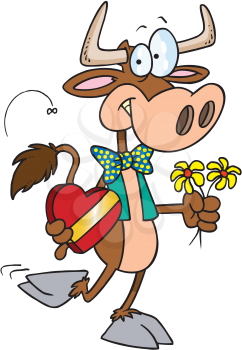 Royalty Free Clipart Image of a Bull Going on a Date