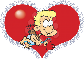 Royalty Free Clipart Image of Cupid in a Heart