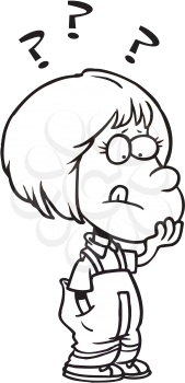 Royalty Free Clipart Image of a Thoughtful Girl
