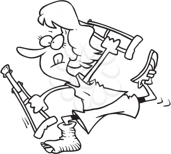 Royalty Free Clipart Image of a Track Athlete Running With a Broken Leg