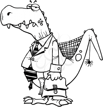 Royalty Free Clipart Image of a Dinosaur Businessman