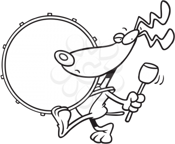 Royalty Free Clipart Image of a Dog Drummer