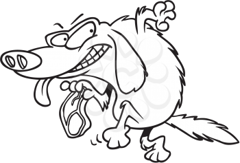 Royalty Free Clipart Image of a Dog Stealing Meat