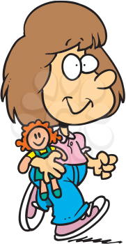 Royalty Free Clipart Image of a Girl With a Doll