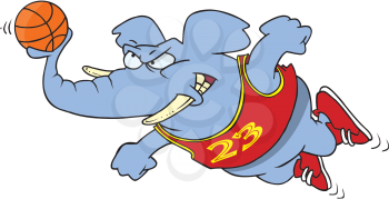 Royalty Free Clipart Image of an Elephant With a Basketball