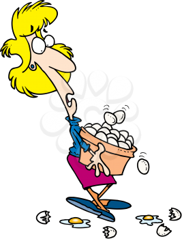 Royalty Free Clipart Image of a Woman With a Basket of Eggs