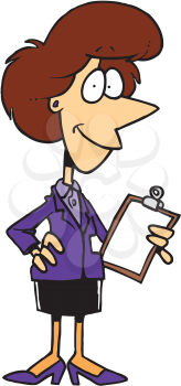 Royalty Free Clipart Image of a Woman With a Clipboard