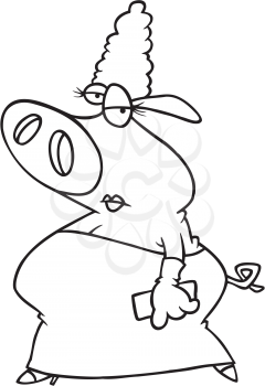 Royalty Free Clipart Image of a Fancy Pig