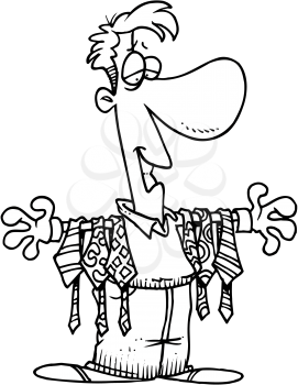 Royalty Free Clipart Image of a Man With Ties