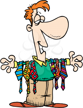 Royalty Free Clipart Image of a Man With Ties
