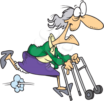 Royalty Free Clipart Image of a Woman Running With a Walker