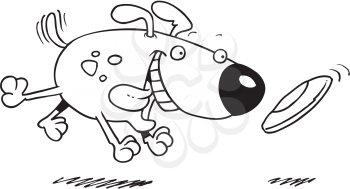 Royalty Free Clipart Image of a Dog Catching a Frisbee