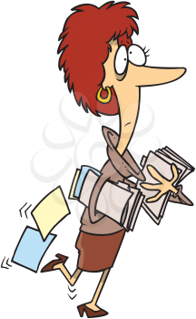 Royalty Free Clipart Image of a Woman With Files