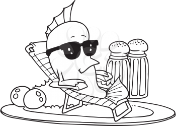 Royalty Free Clipart Image of a Fish in a Lounger