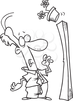 Royalty Free Clipart Image of a Man About to Be Hit by a Falling Pot