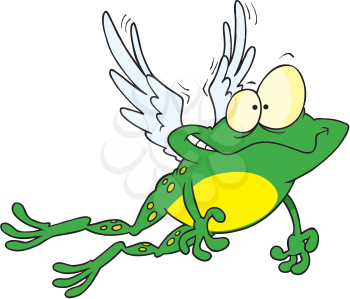 Royalty Free Clipart Image of a Flying Frog