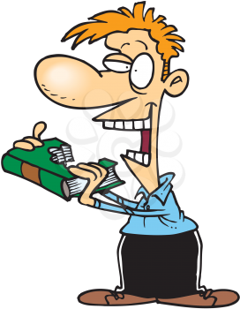 Royalty Free Clipart Image of a Man Eating a Book