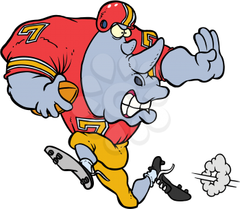 Royalty Free Clipart Image of a Rhino Playing Football