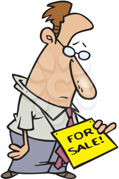 Royalty Free Clipart Image of a Man Wearing a For Sale Sign