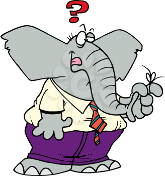 Royalty Free Clipart Image of an Elephant With a String Around His Finger