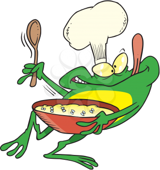 Royalty Free Clipart Image of a Frog Chef