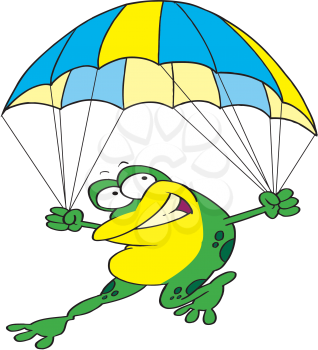 Royalty Free Clipart Image of a Parachuting Frog