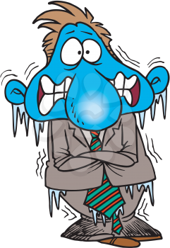 Royalty Free Clipart Image of a Frozen Man
