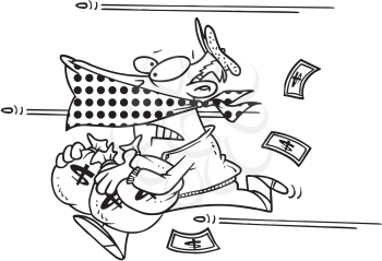 Royalty Free Clipart Image of a Robber With Bags of Money