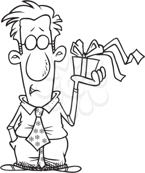 Royalty Free Clipart Image of a Man With a Gift
