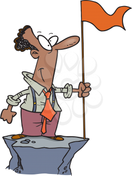 Royalty Free Clipart Image of a Black Man Holding a Flag