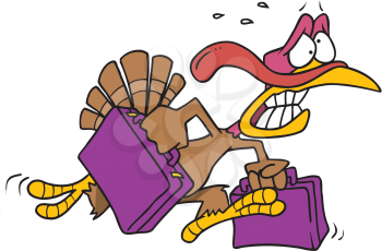 Royalty Free Clipart Image of a Turkey Running