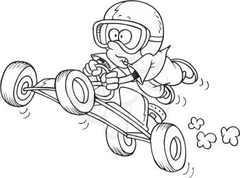 Royalty Free Clipart Image of a Child Holding a Go-Cart