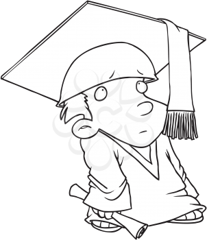 Royalty Free Clipart Image of a Little Boy Graduating