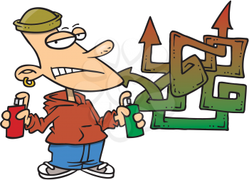 Royalty Free Clipart Image of a Graffiti Artist
