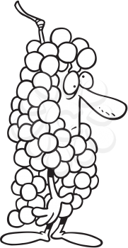 Royalty Free Clipart Image of a Man Wearing a Grape Costume