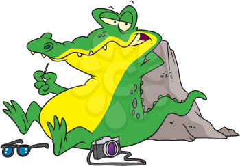 Royalty Free Clipart Image of an Alligator Resting