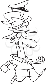 Royalty Free Clipart Image of a Man Wearing Many Hats