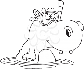 Royalty Free Clipart Image of a Swimming Hippo