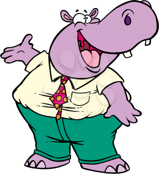 Royalty Free Clipart Image of a Happy Hippo