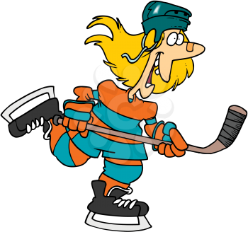 Royalty Free Clipart Image of a Female Hockey Player