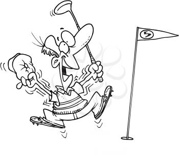 Royalty Free Clipart Image of a Golfer Getting a Hole in One