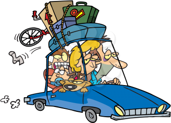 Royalty Free Clipart Image of a Family on Vacation