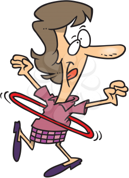 Royalty Free Clipart Image of a Woman Playing With a Hula Hoop