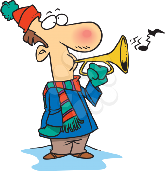 Royalty Free Clipart Image of a Man Playing a Horn