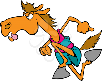 Royalty Free Clipart Image of a Horse in Track Clothes