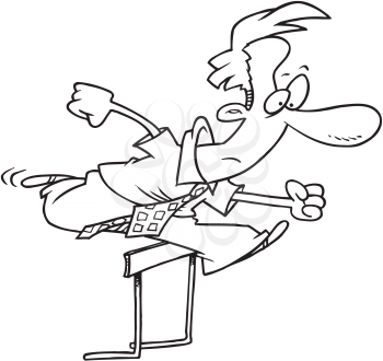 Royalty Free Clipart Image of a Man Jumping Over a Hurdle